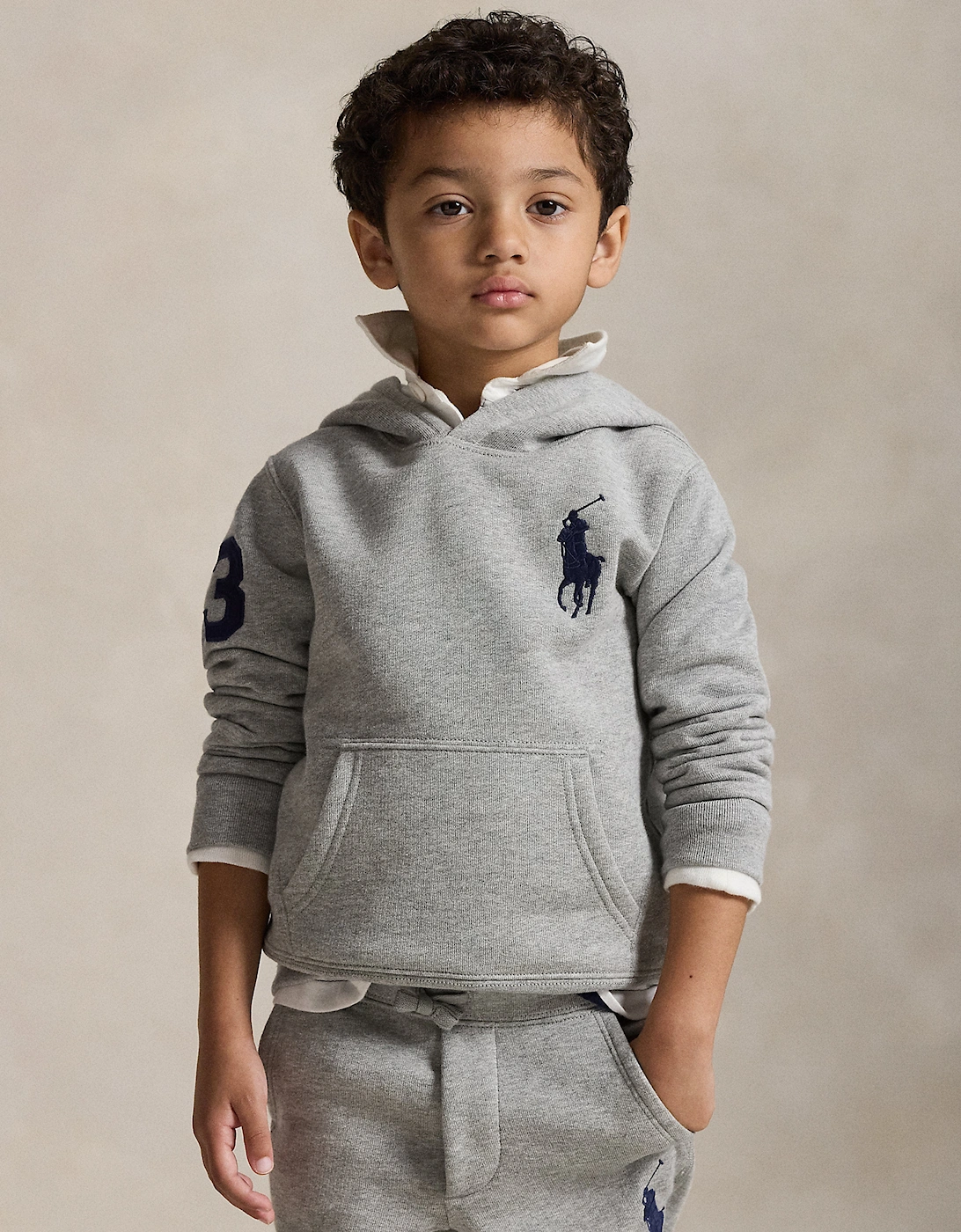 Boys Logo Hoodie in Grey