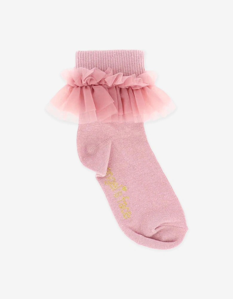 Angels Face Girls Frilly Socks in Pink
