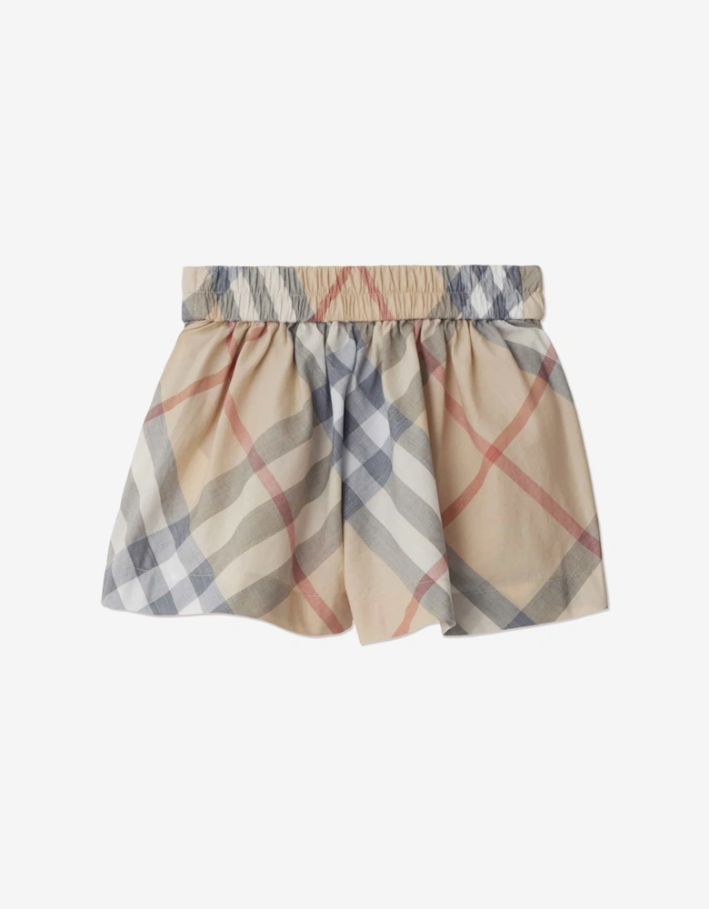 Baby Girls Marcy Check Shorts in Beige