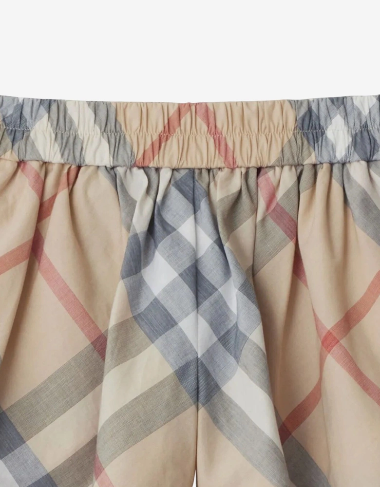 Baby Girls Marcy Check Shorts in Beige