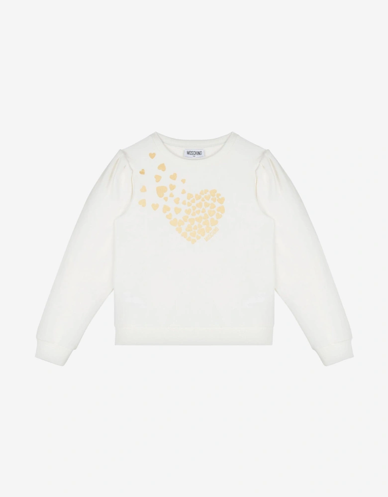 Girls Heart Logo Sweatshirt in Ivory