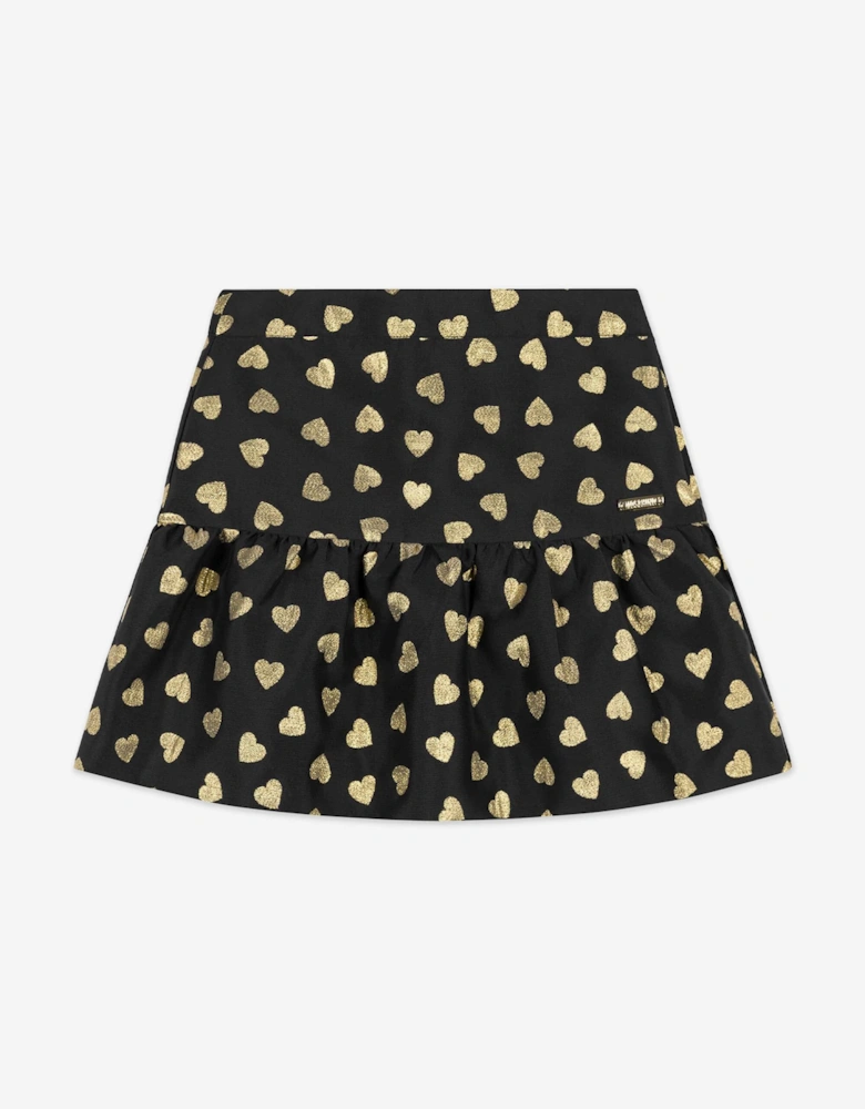 Girls Hearts Skirt in Black
