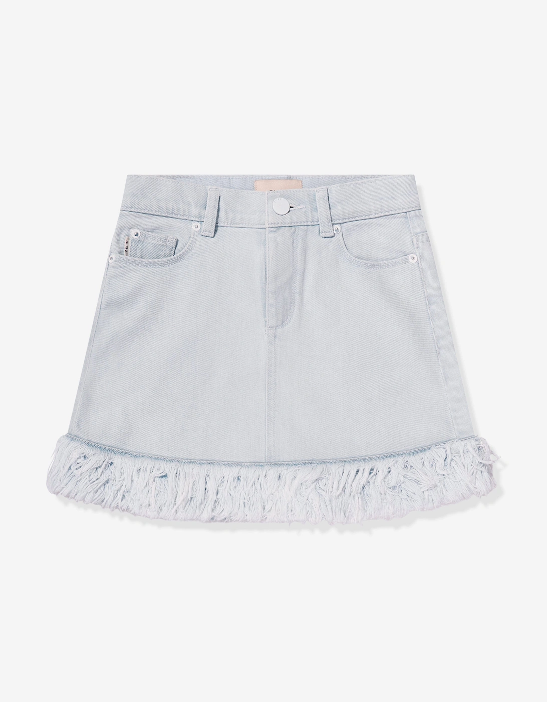 Girls Jenny Denim Fur Mini Skirt in Blue, 5 of 4