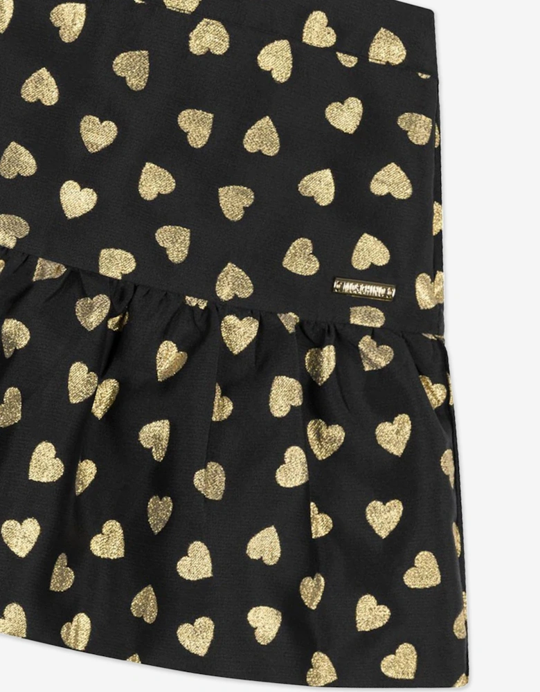 Girls Hearts Skirt in Black