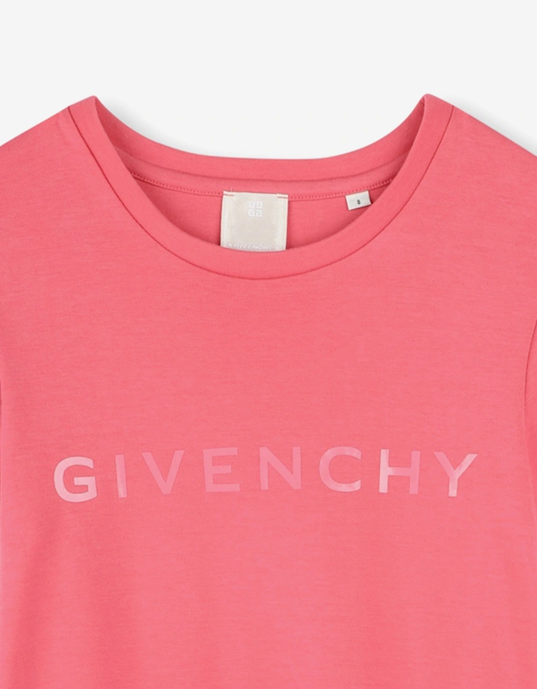 Girls Logo Ruffle Dress in Pink