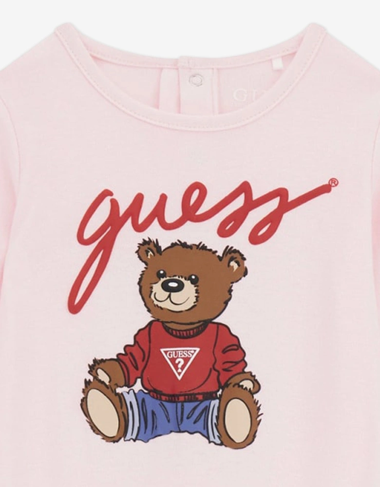 Baby Girls Teddy Bear Babygrow in Pink
