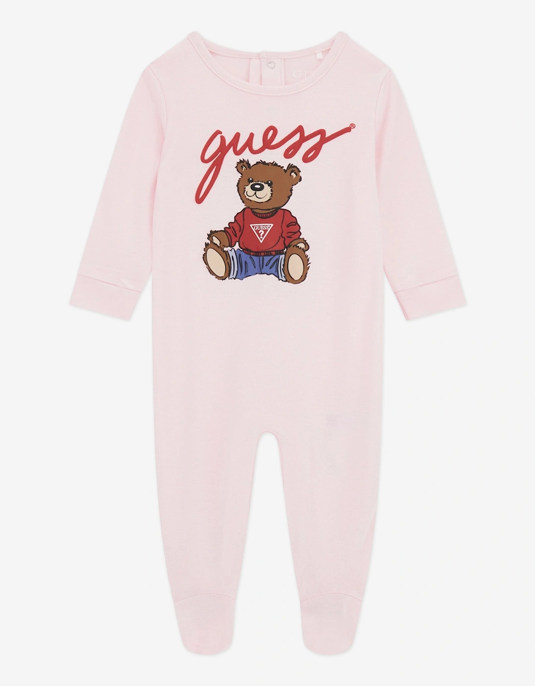 Baby Girls Teddy Bear Babygrow in Pink, 5 of 4