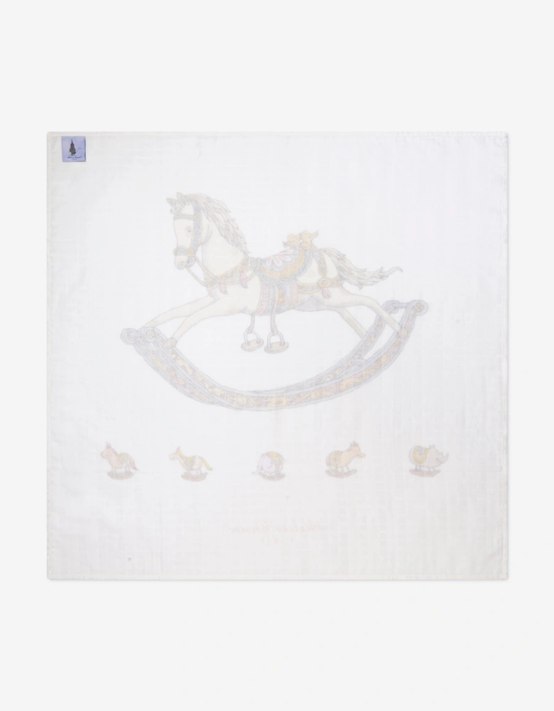 Baby Rocking Horse Swaddle in White (100cm)