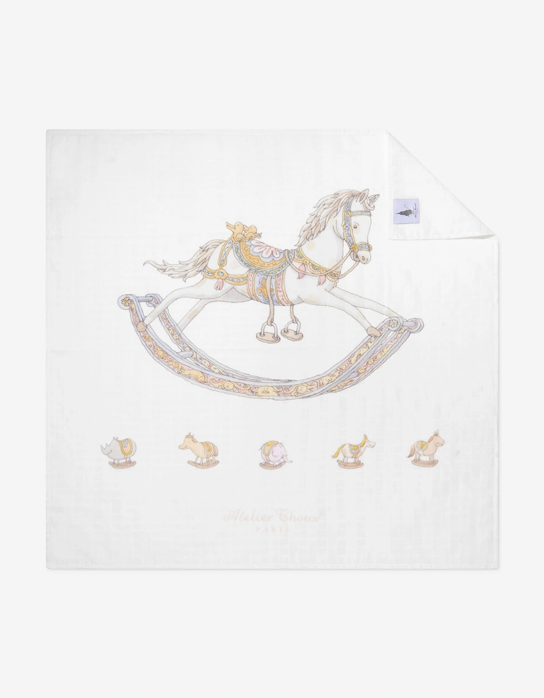 Baby Rocking Horse Swaddle in White (100cm), 6 of 5
