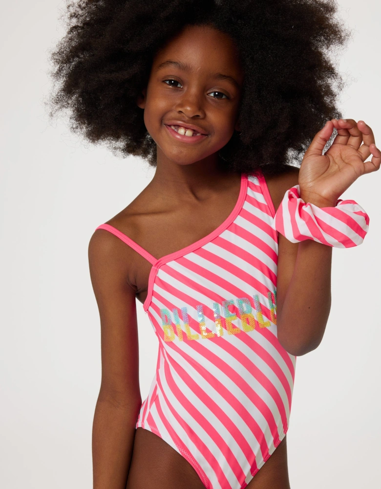 Billieblush Girls Swimsuit With 2 Scruchies in Pink