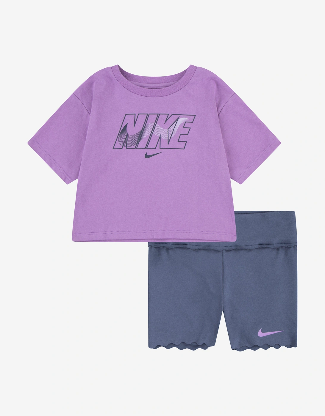 Girls Swoosh Motion Short Set in Blue, 5 of 4