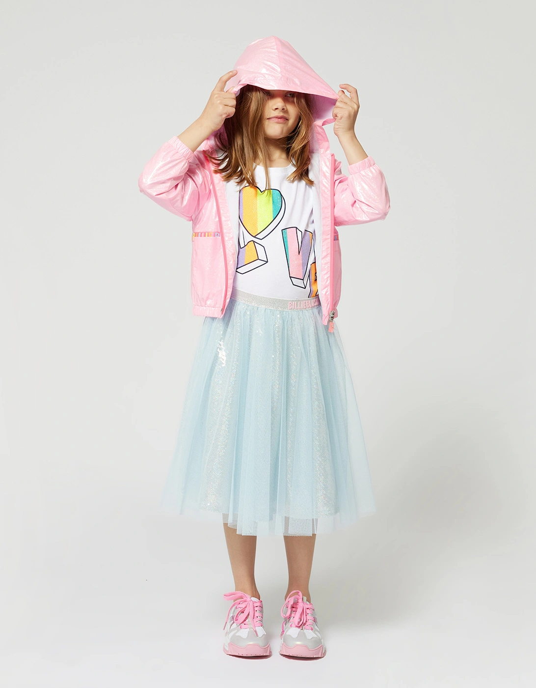 Billieblush Girls Hooded Windbreaker in Pink