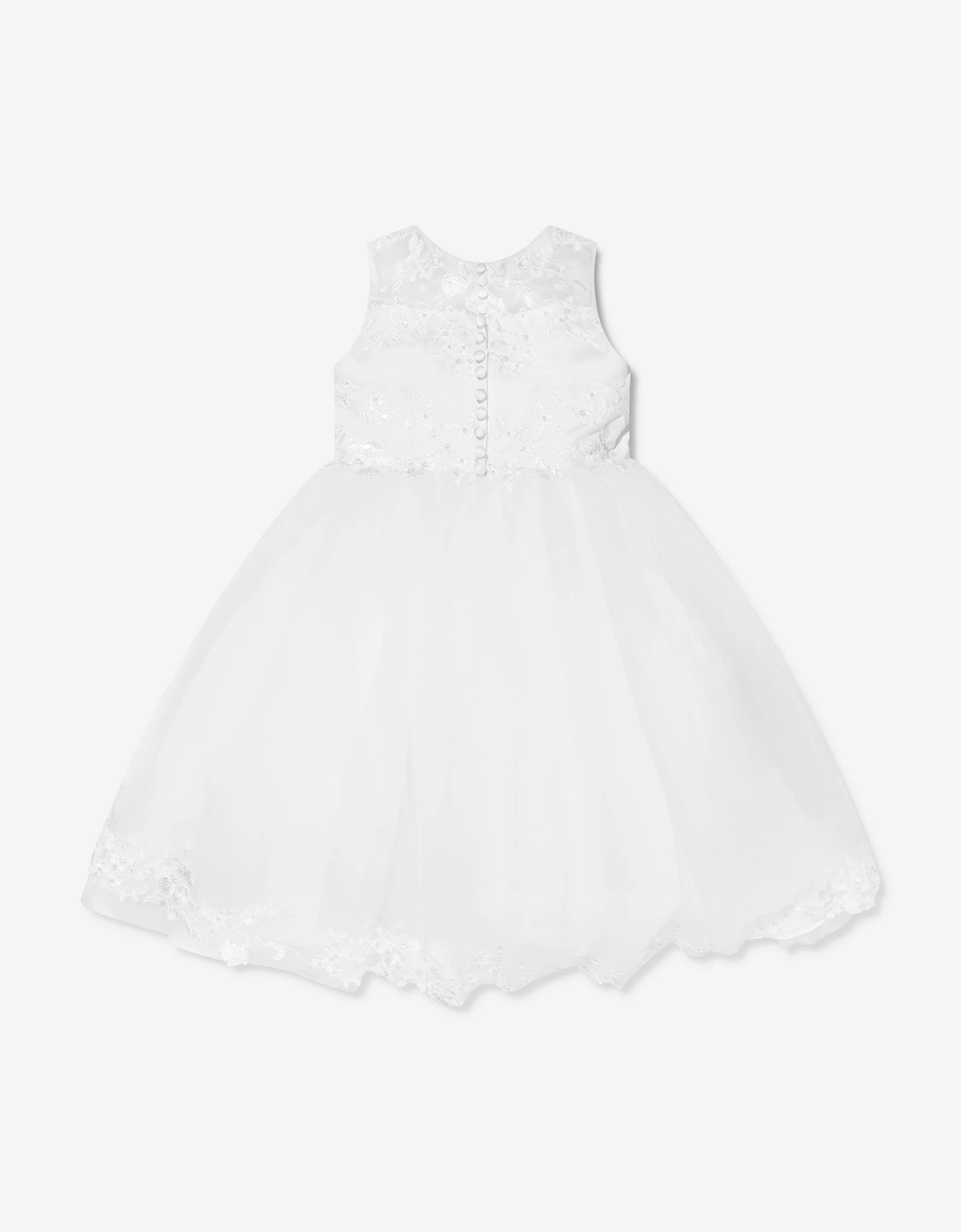 Girls Ceremonial Ballerina Length Dress in White
