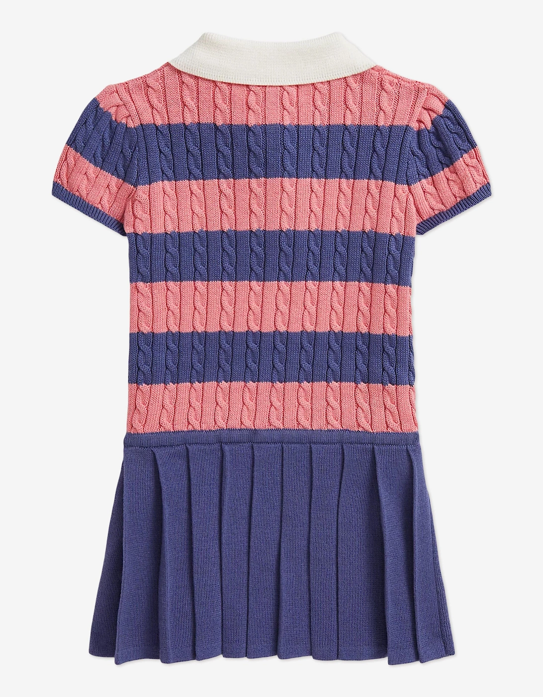 Baby Girls Striped Cotton Knit Dress in Blue