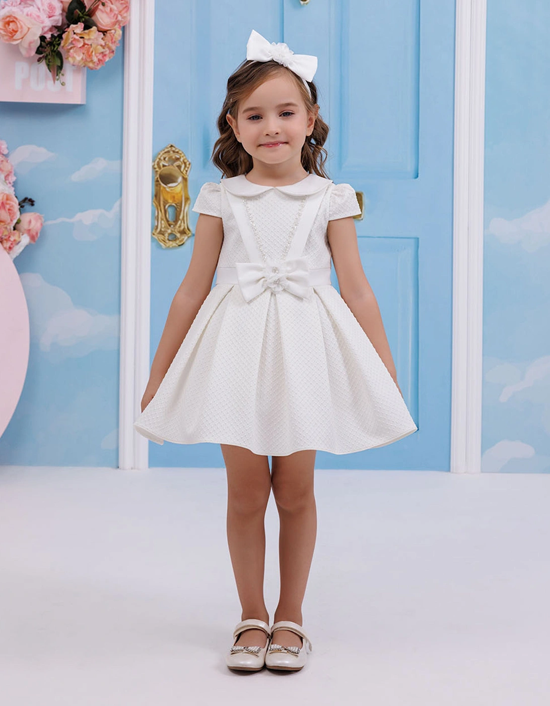 Baby Girls Dress with Headband in White