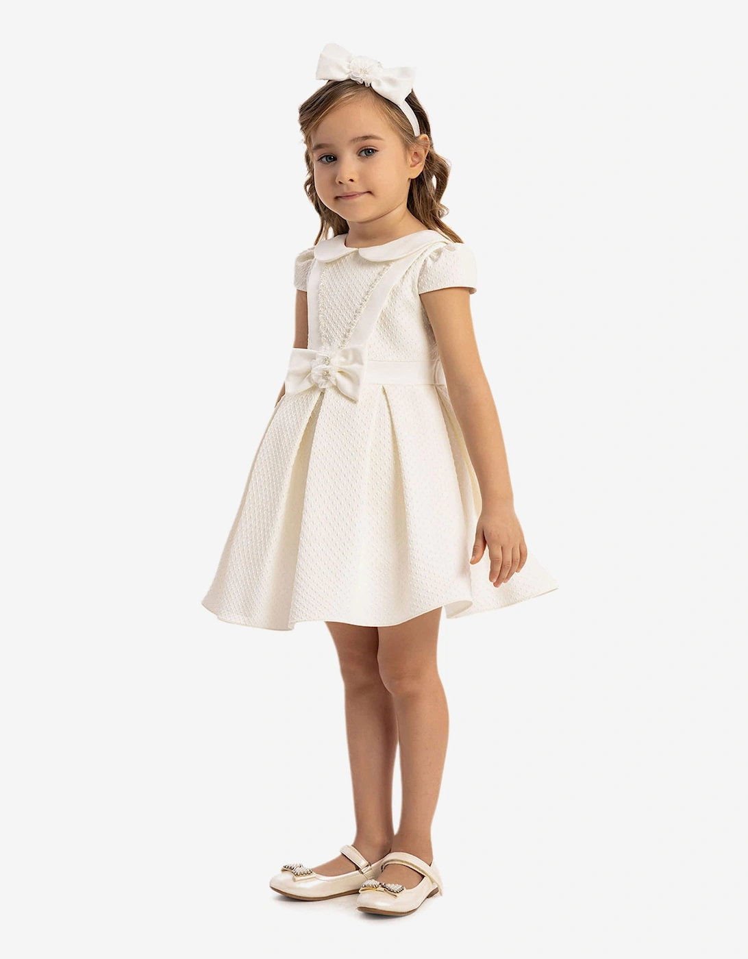 Baby Girls Dress with Headband in White