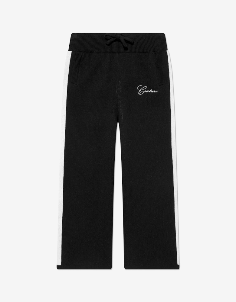Kids Side Stripe Knitted Joggers in Black