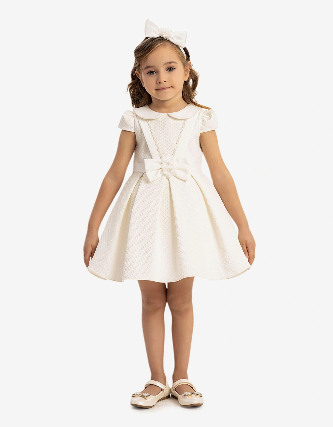 Baby Girls Dress with Headband in White, 7 of 6