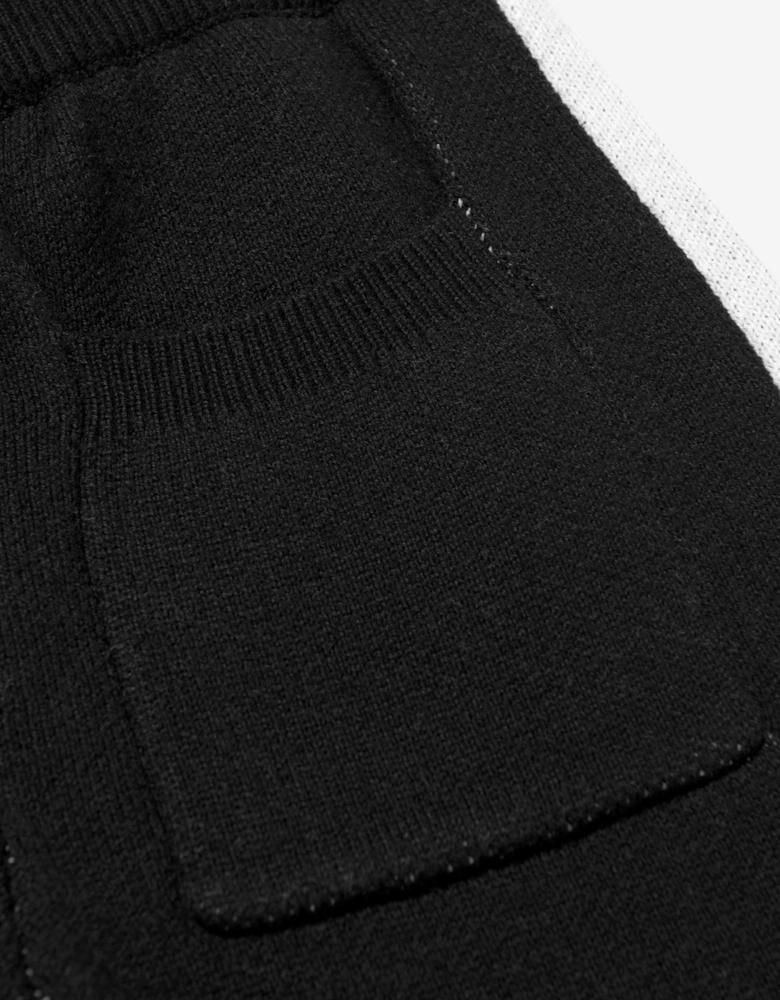 Kids Side Stripe Knitted Joggers in Black