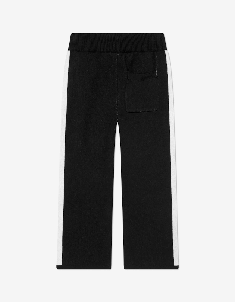 Kids Side Stripe Knitted Joggers in Black