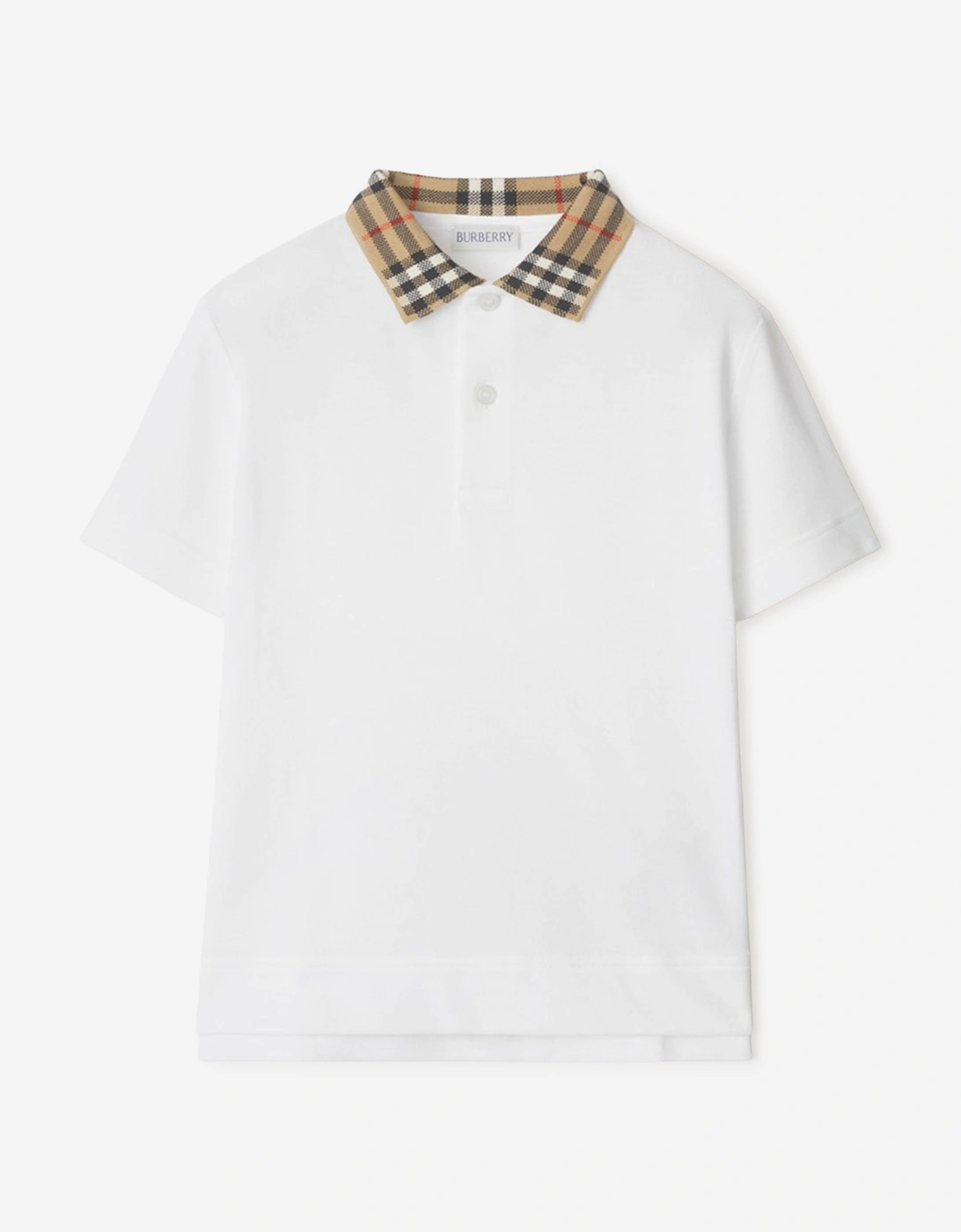 Boys Johane Check Collar Polo Shirt in White, 5 of 4