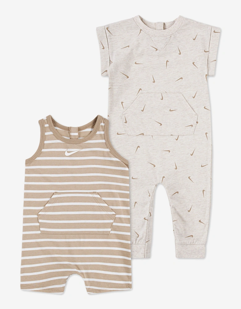 Baby Essentials 2 Pack Romper Set in Beige