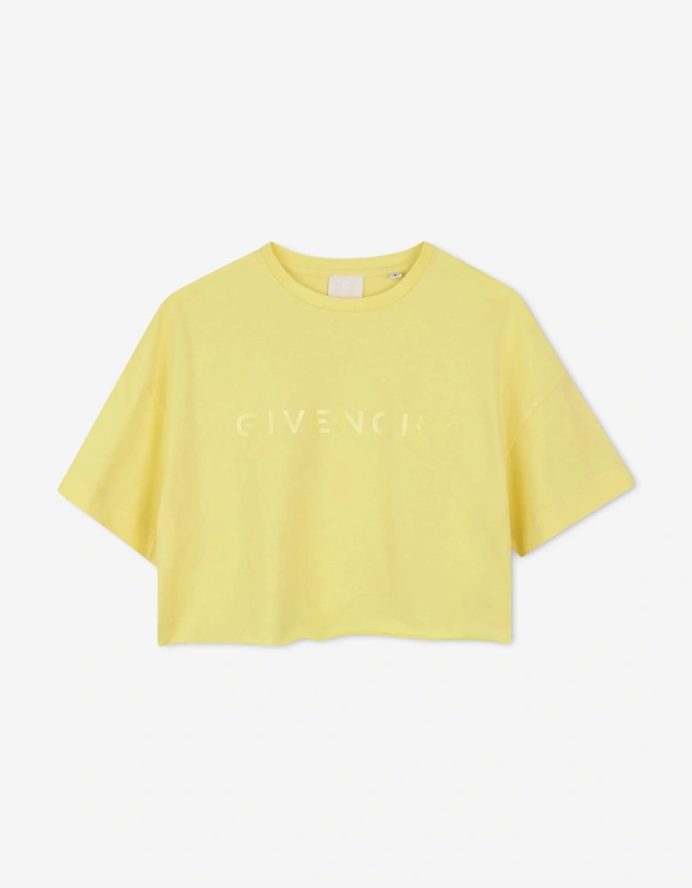 Girls Logo Print T-Shirt in Yellow