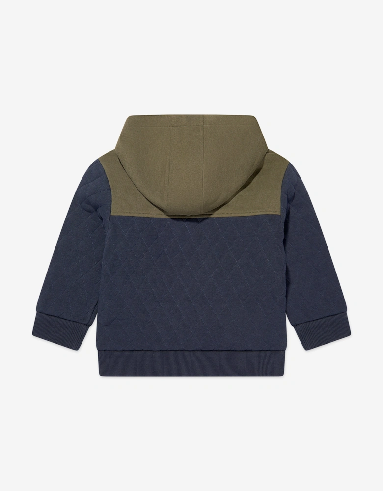 Boys Quilted Hooded Sweatshirt in Navy