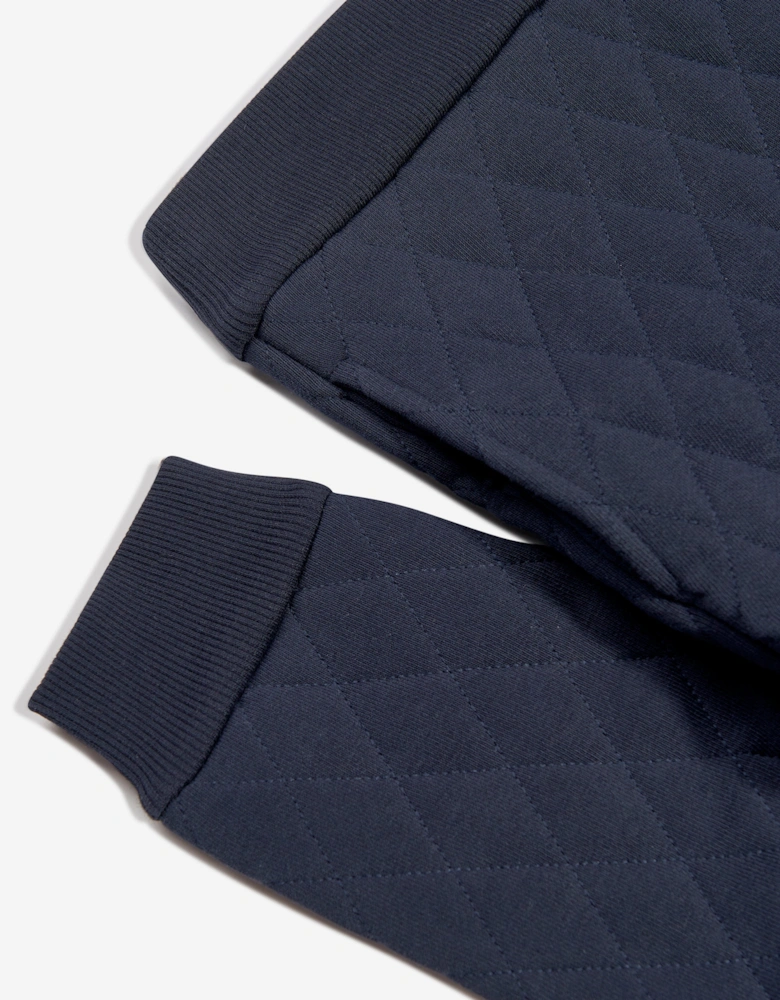 Boys Quilted Hooded Sweatshirt in Navy