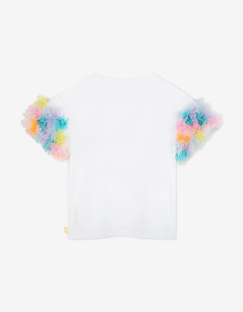 Billieblush Girls So What? Mesh Sleeve T-Shirt in White