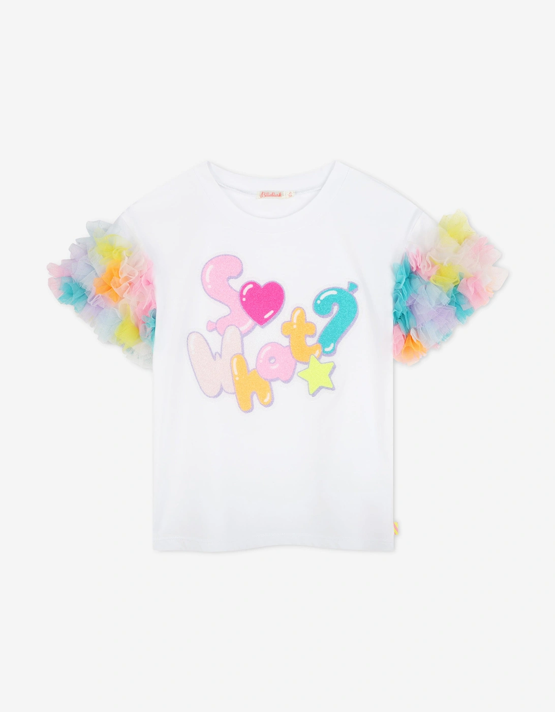Billieblush Girls So What? Mesh Sleeve T-Shirt in White, 5 of 4