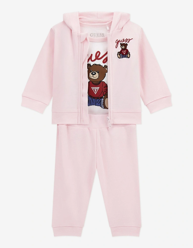 Baby Girls Teddy Bear Tracksuit Set in Pink