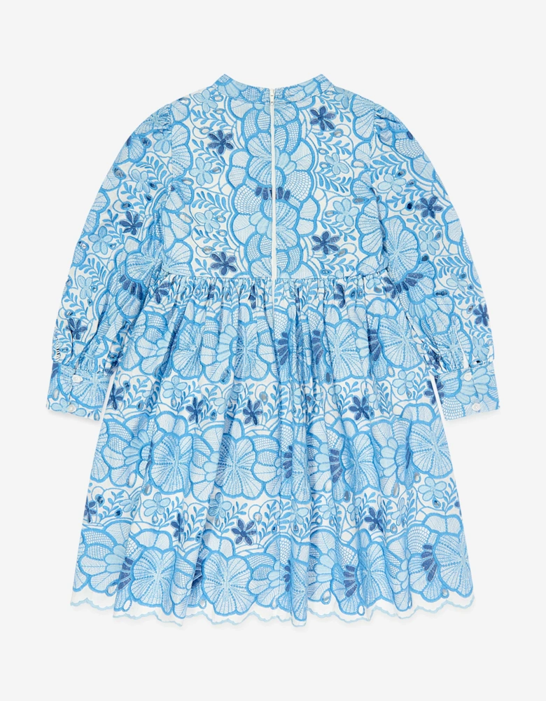 Girls Evangeline Embroidered Dress in Blue