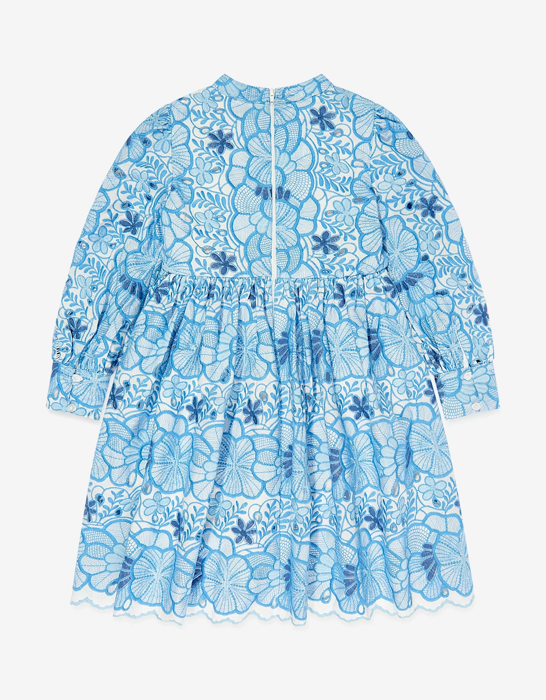 Girls Evangeline Embroidered Dress in Blue