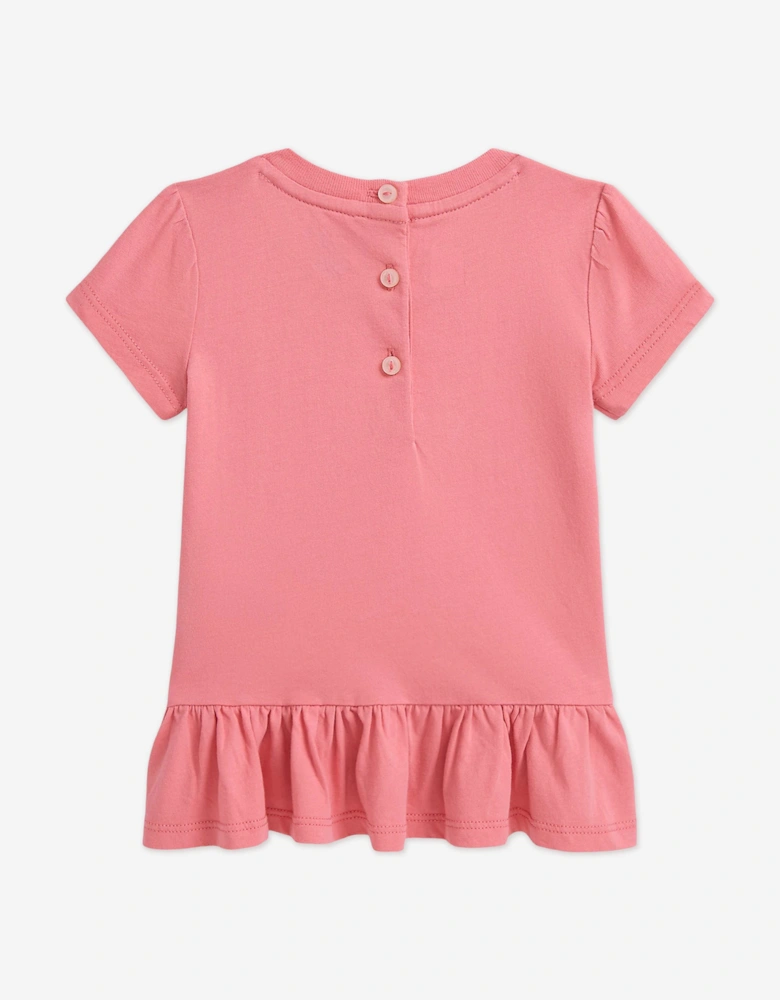 Baby Girl Polo Bear Peplum T-Shirt in Pink