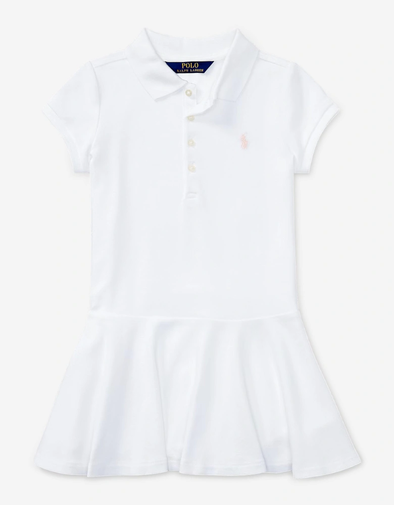 Girls Cotton Polo Dress in White