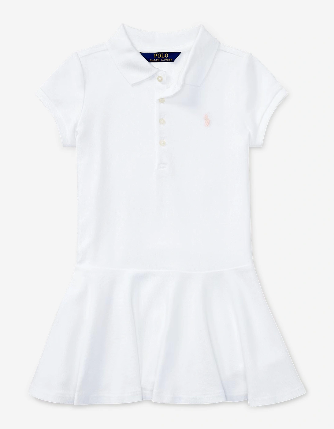 Girls Cotton Polo Dress in White, 5 of 4