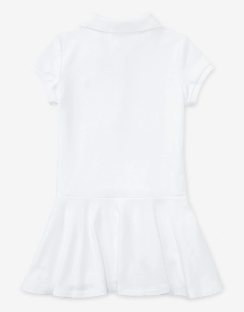 Girls Cotton Polo Dress in White