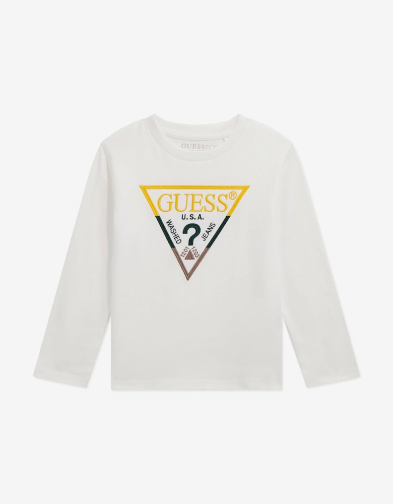 Boys Long Sleeve Logo T-Shirt in White