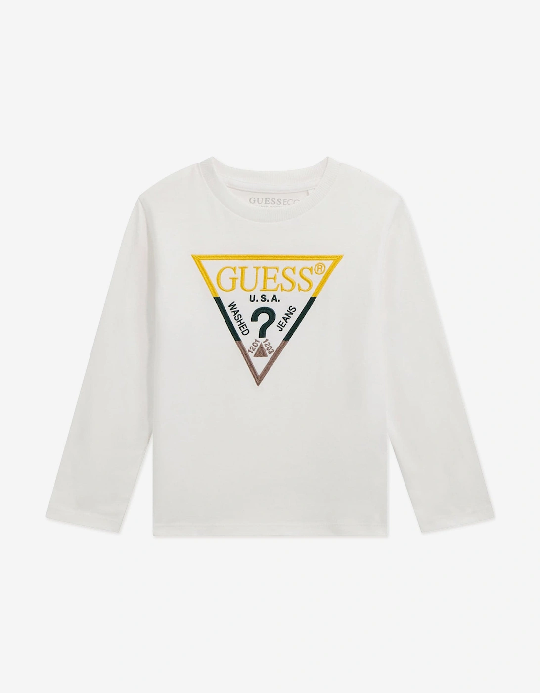 Boys Long Sleeve Logo T-Shirt in White, 5 of 4