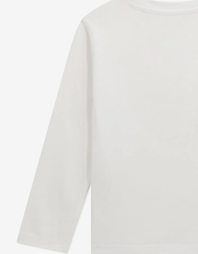 Boys Long Sleeve Logo T-Shirt in White