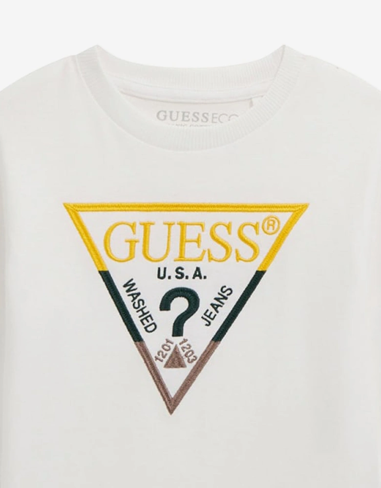 Boys Long Sleeve Logo T-Shirt in White