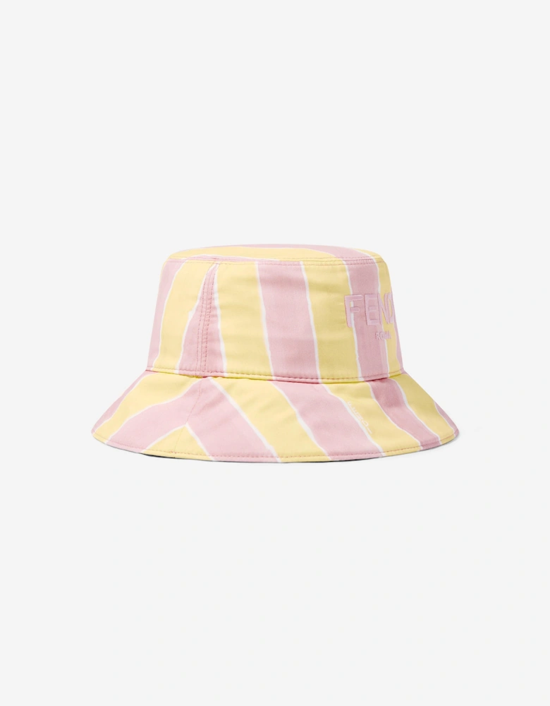 Girls Pequin Print Bucket Hat in Yellow