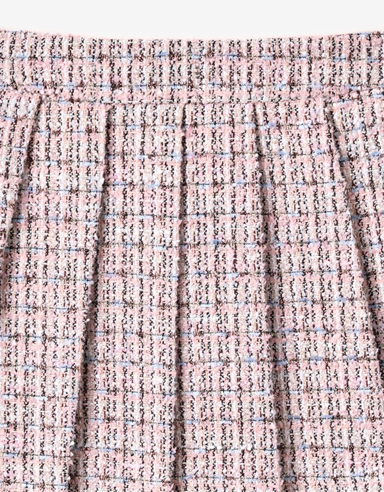 Girls Pleated Boucle Skirt in Pink