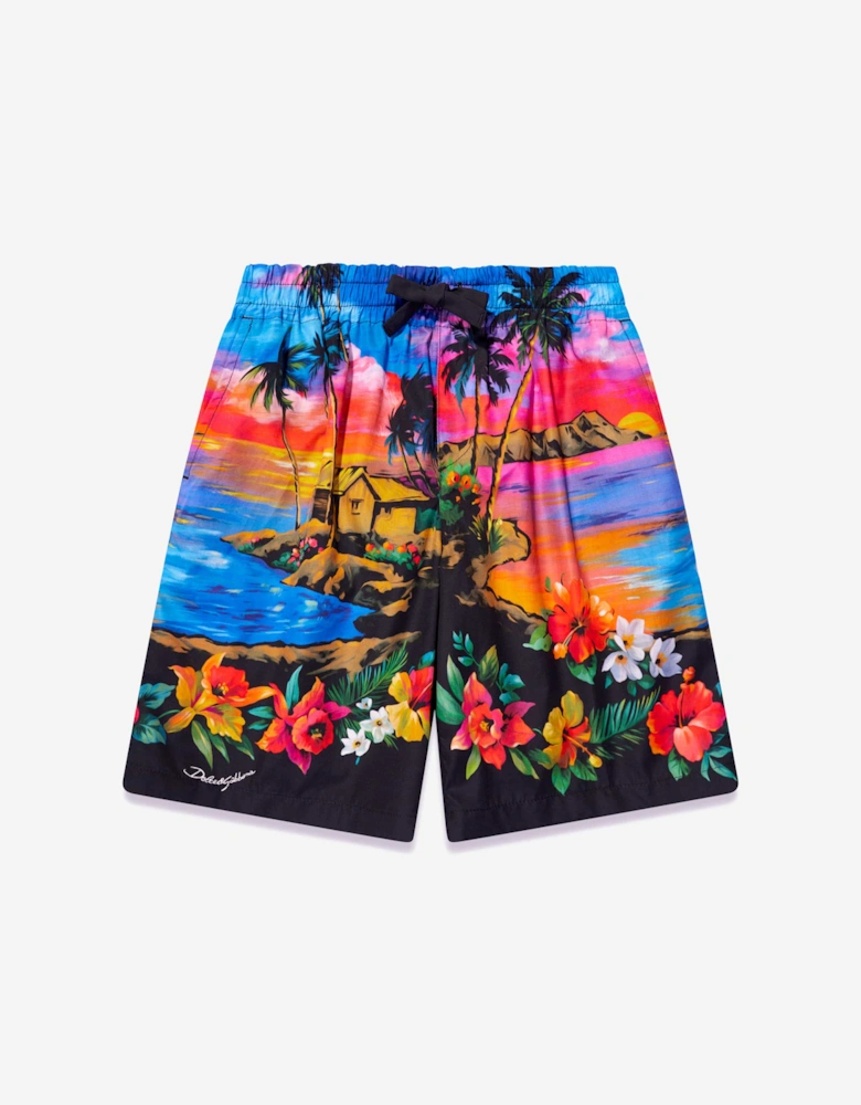 Boys Hawaiian Print Shorts in Multicolour