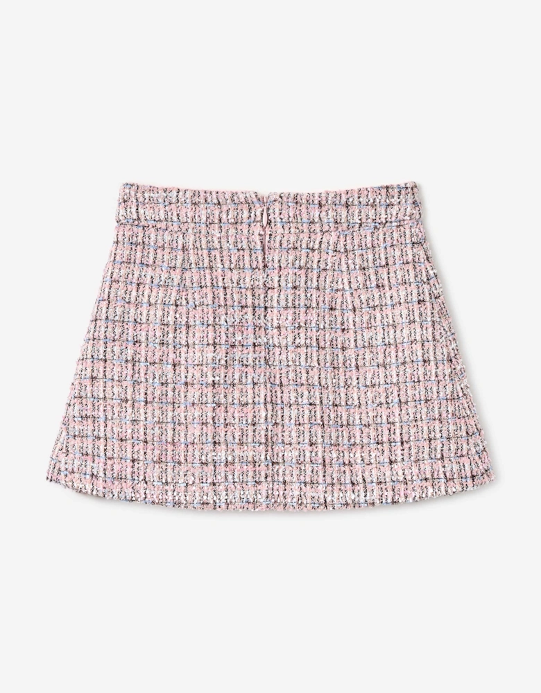 Girls Pleated Boucle Skirt in Pink
