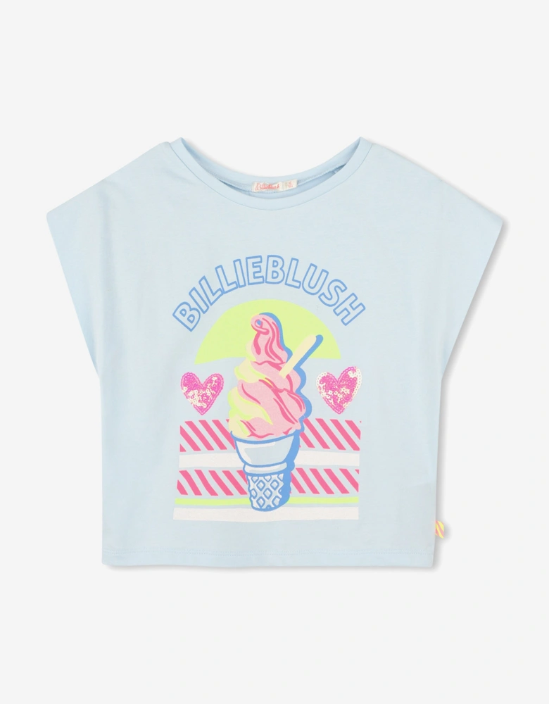 Billieblush Girls Ice Cream T-Shirt in Blue
