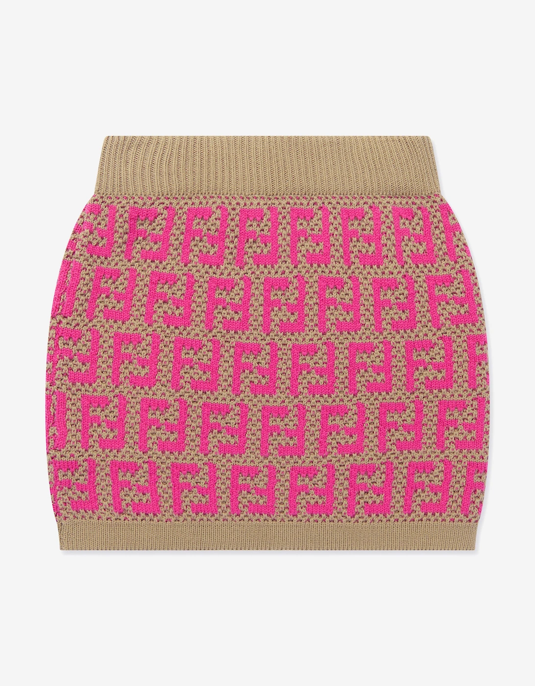 Girls Knitted FF Logo Skirt in Pink, 5 of 4