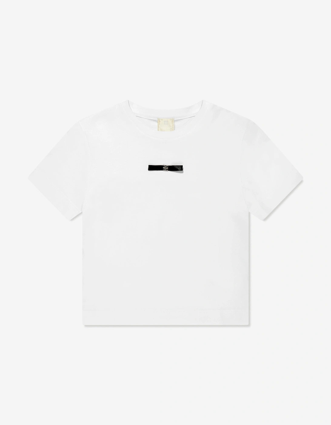 Girls 4G Satin Bow T-Shirt in White, 5 of 4