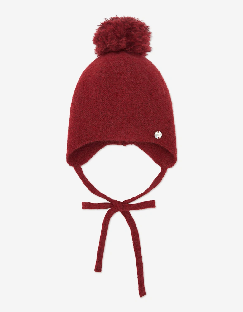 Baby Wool Natural Fur Hat in Red